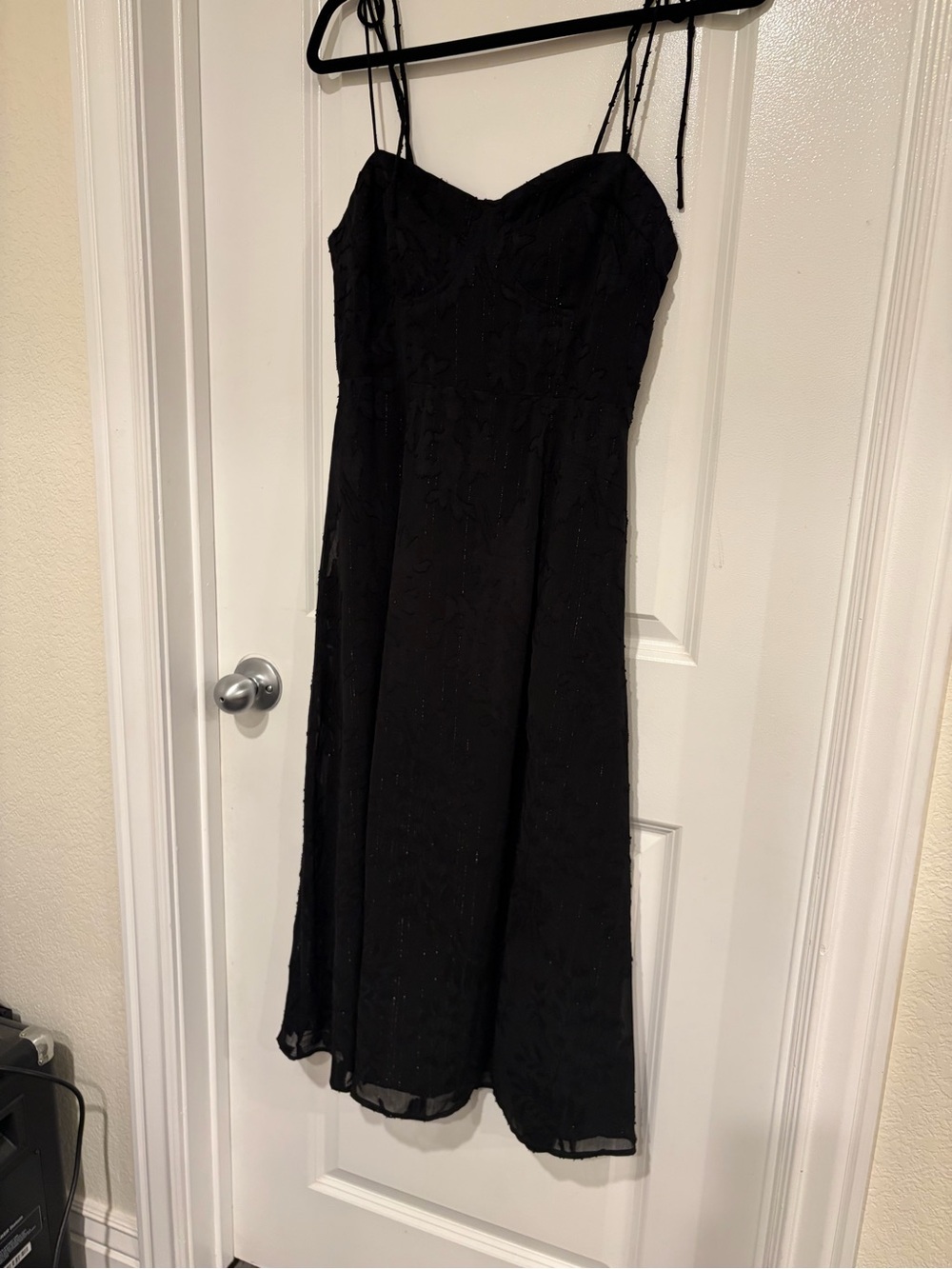 Lulu's Black Midi Dress with Spaghetti Straps